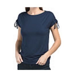 NWT Tahari Navy Tie Sleeve Top